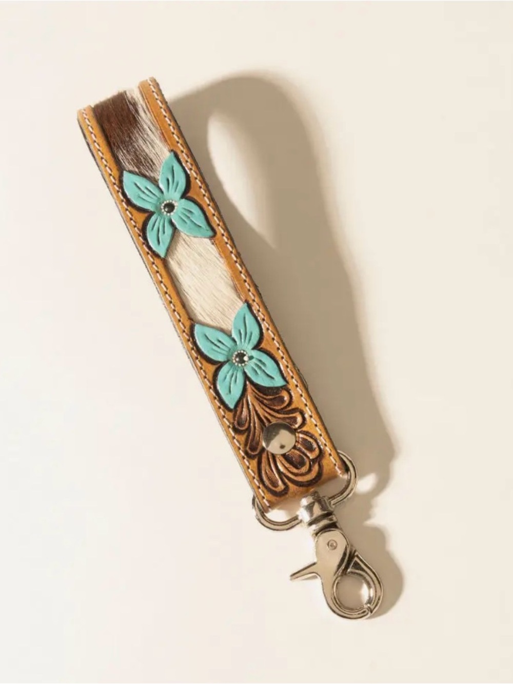 Painted Prairie Leather Keychain